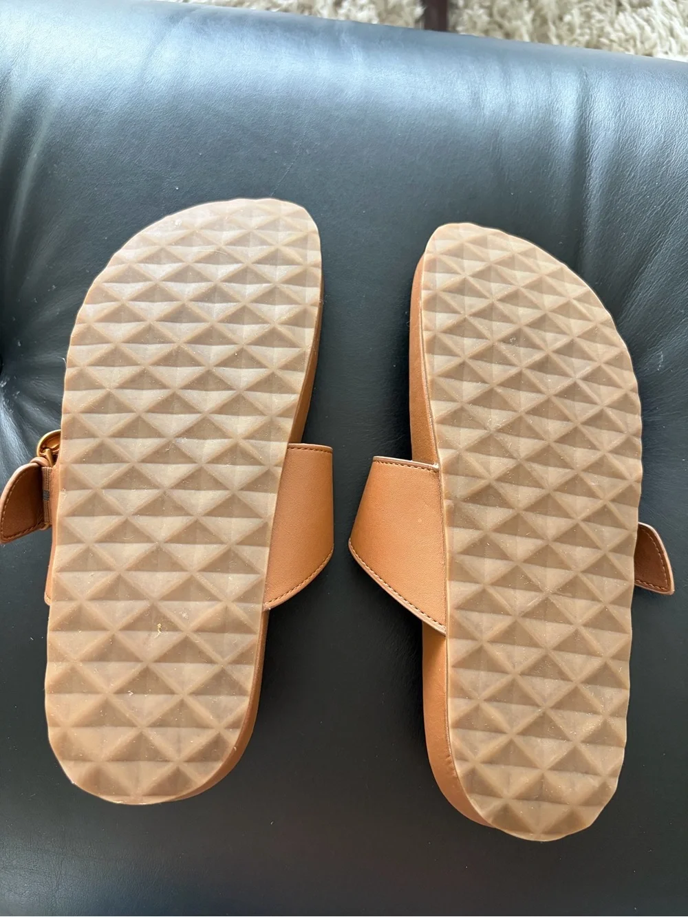 Brown  Toe-Post Sandals with Gold Buckle
